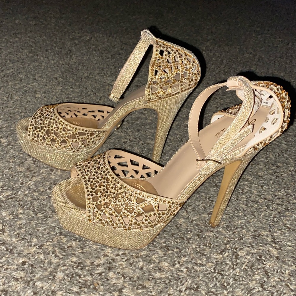 Gold platform heels